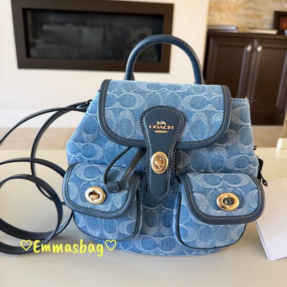Coach Hadley Backpack In Signature Denim CDB95 denim/Gold/Indigo